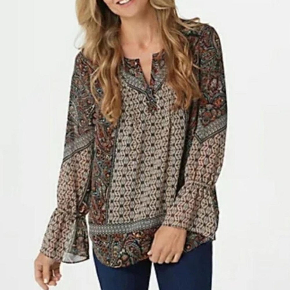 Belle by Kim Gravel Belle Modern Mosaic Blouse 1X